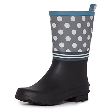 Laura Ashley Damen-Regenstiefel mit hohem Schnitt, mittelwadenf rmig, gepunktet, Gummi, schwarz, EU im Sale
